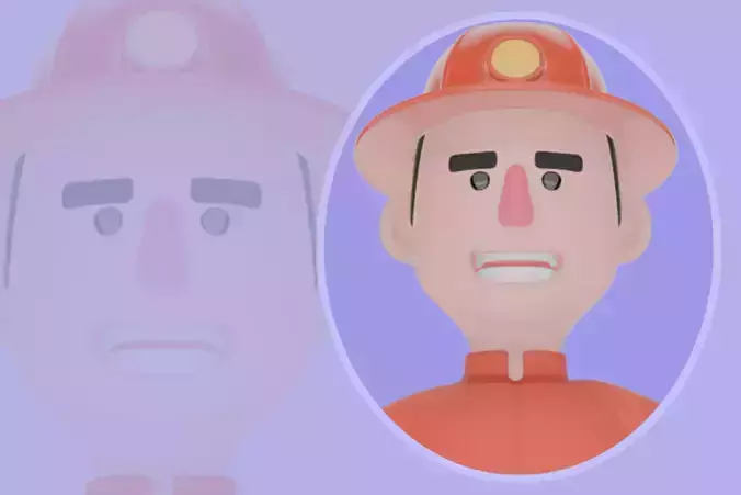Stylized 3D Firefighter Holding Axe - Cartoon Fireman