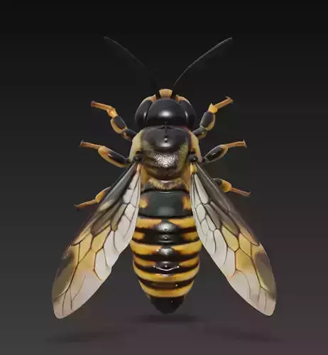 Realistic Hornet Sculpture - High-Detail Insect 3D Model