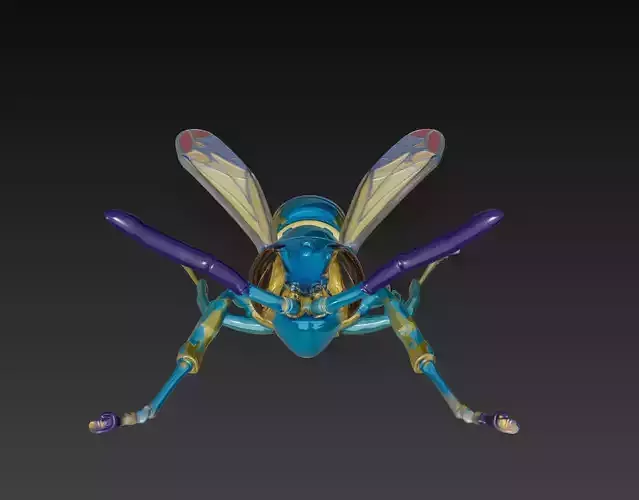 Cyber Wasp Automaton - Mechanical Insect Sculpture 3D Model