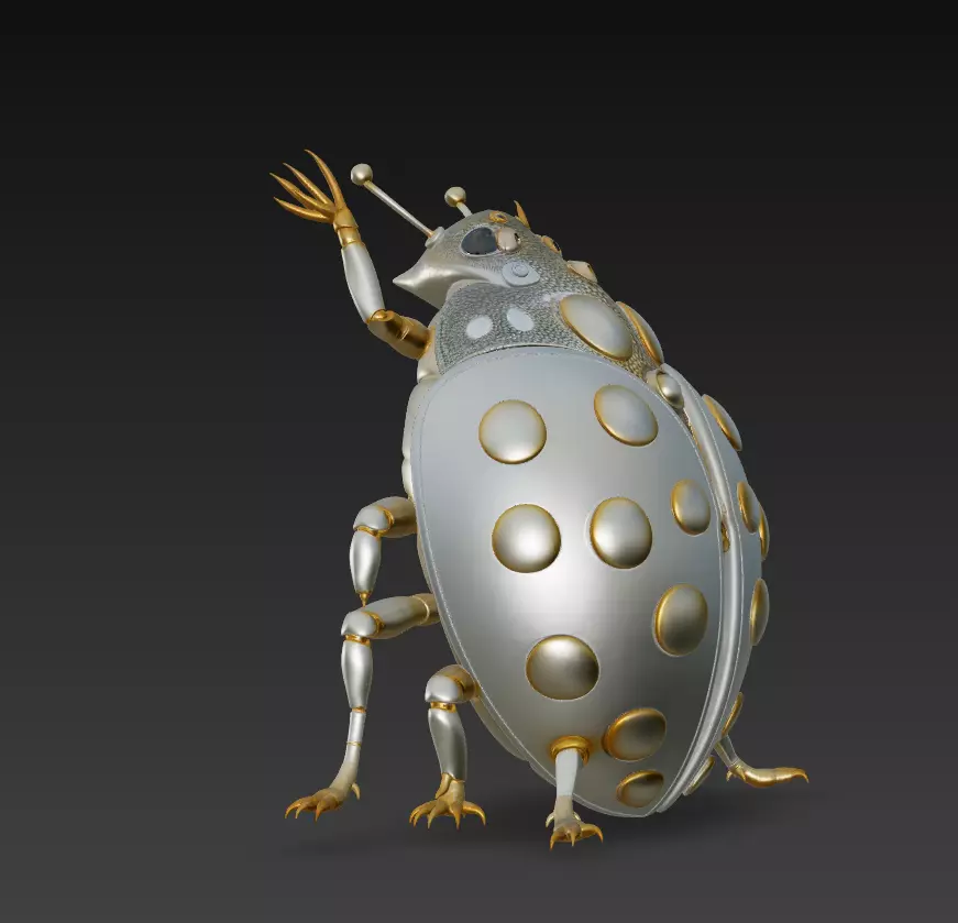 Golden Ladybug - Luxury Insect Sculpture 3D Model 3D print model_2