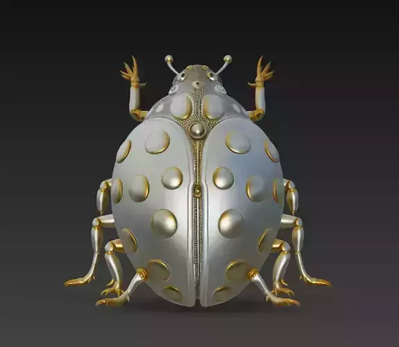 Golden Ladybug - Luxury Insect Sculpture 3D Model