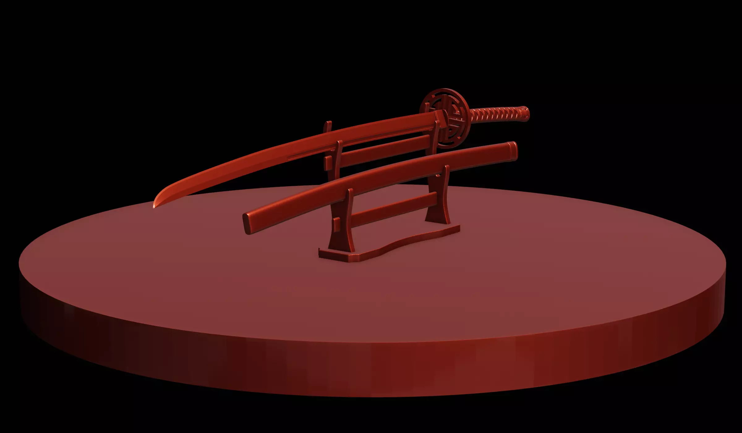 Japanese Katana 3D Model Printable Sword with Separated Parts 3D print model_1