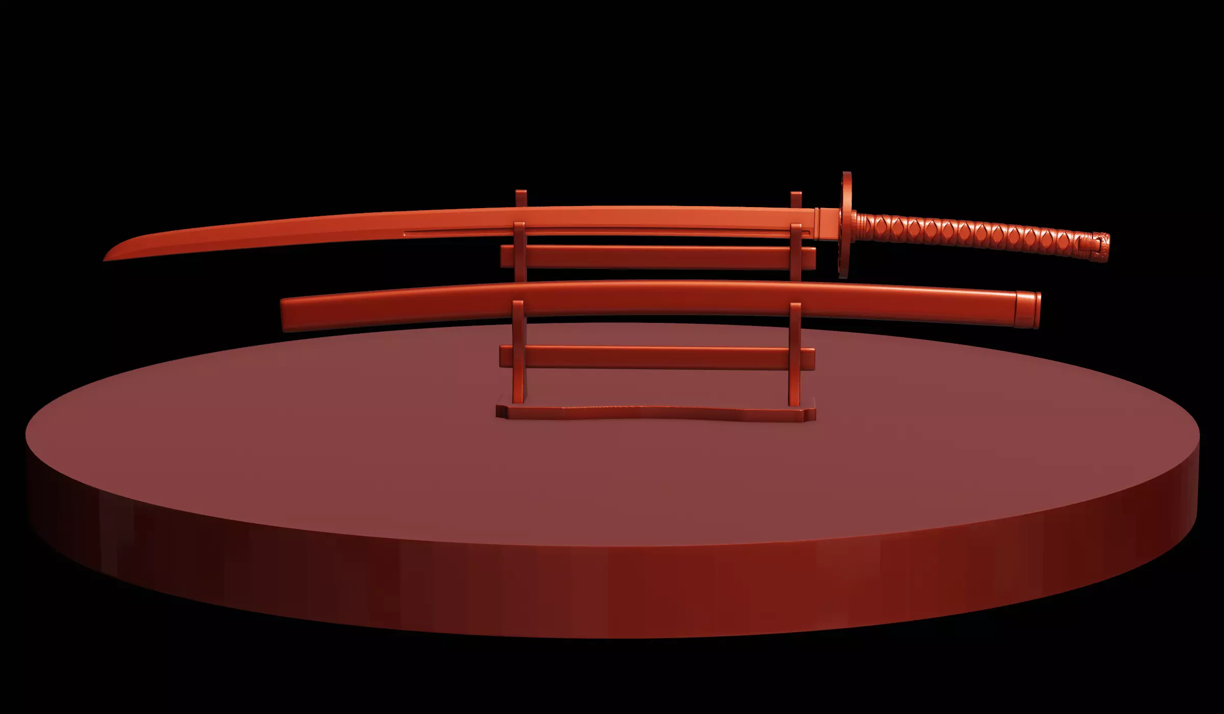 Japanese Katana 3D Model Printable Sword with Separated Parts 3D print model_0