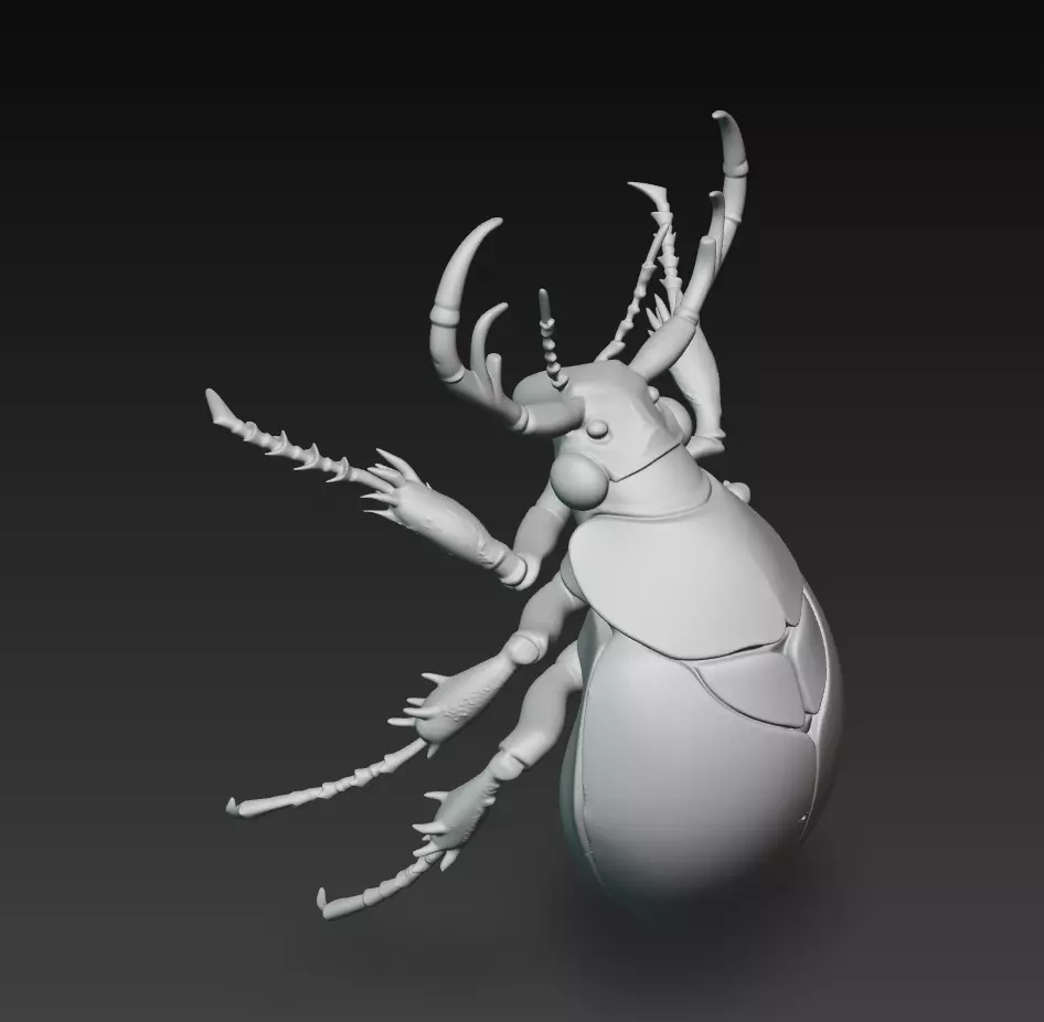 Royal Porcelain Beetle - Blue Decorative Sculpture 3D Model 3D print model_4