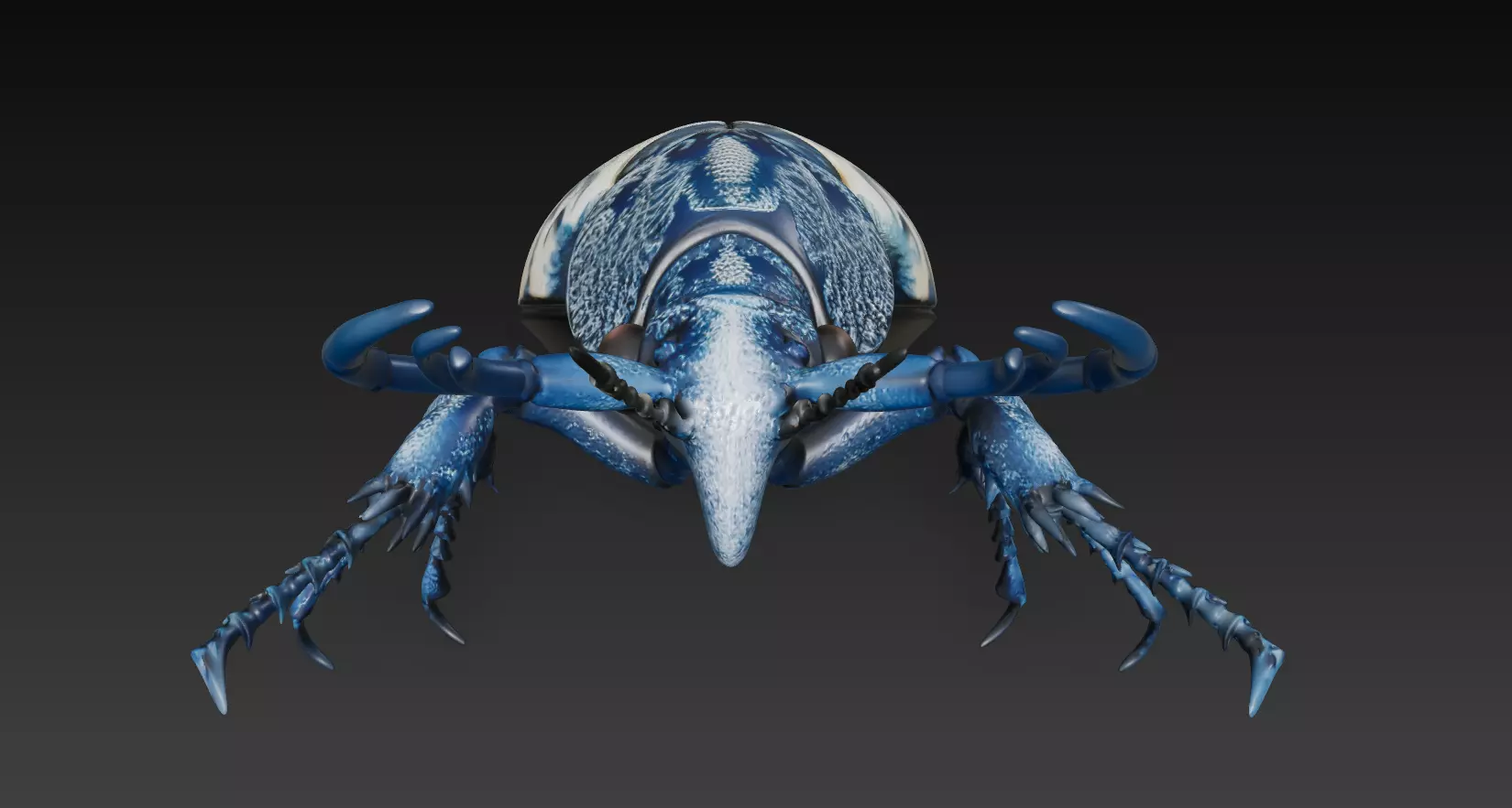 Royal Porcelain Beetle - Blue Decorative Sculpture 3D Model 3D print model_1