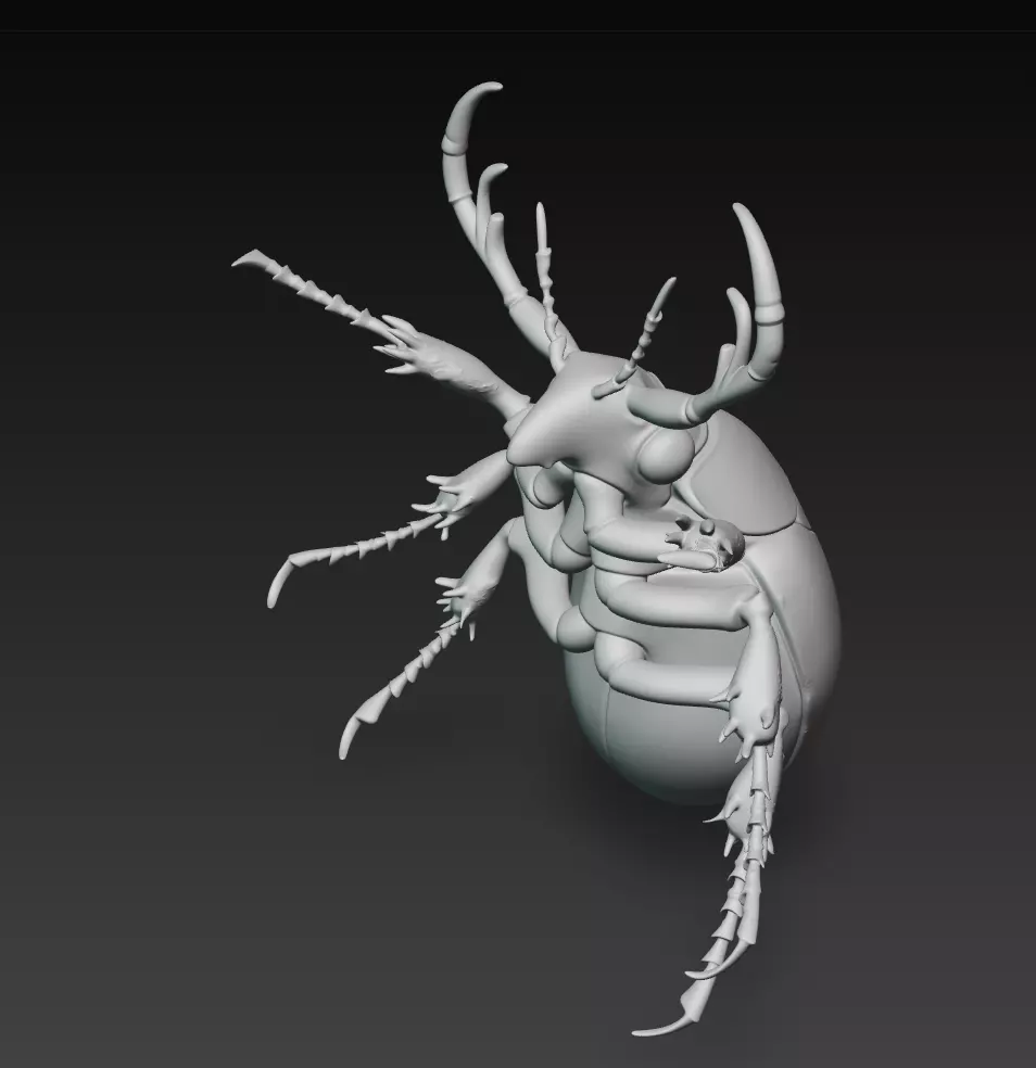 Royal Porcelain Beetle - Blue Decorative Sculpture 3D Model 3D print model_5