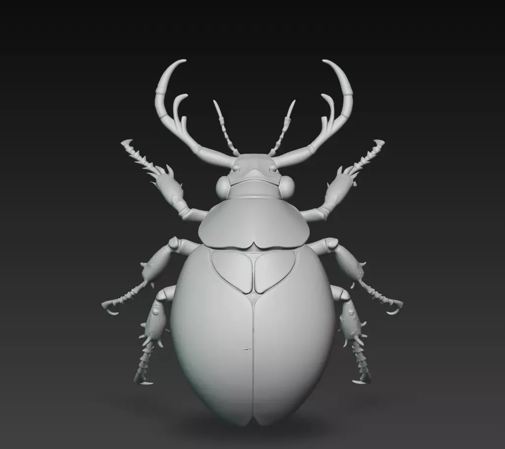 Royal Porcelain Beetle - Blue Decorative Sculpture 3D Model 3D print model_6