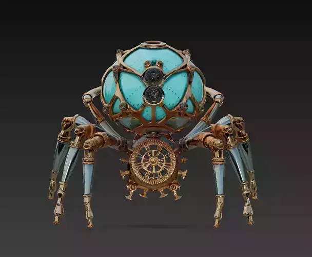 Cyber Arachnid Automaton - Steampunk Mechanical Spider 3D Model 3D print model