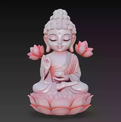 Lotus Baby Buddha - Peaceful Meditation 3D Model