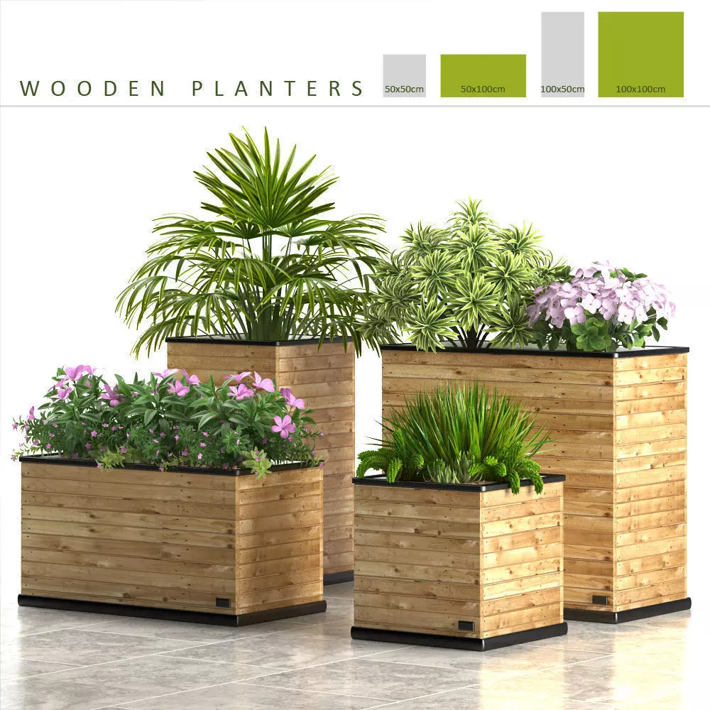 planter box wodden 3D model_0