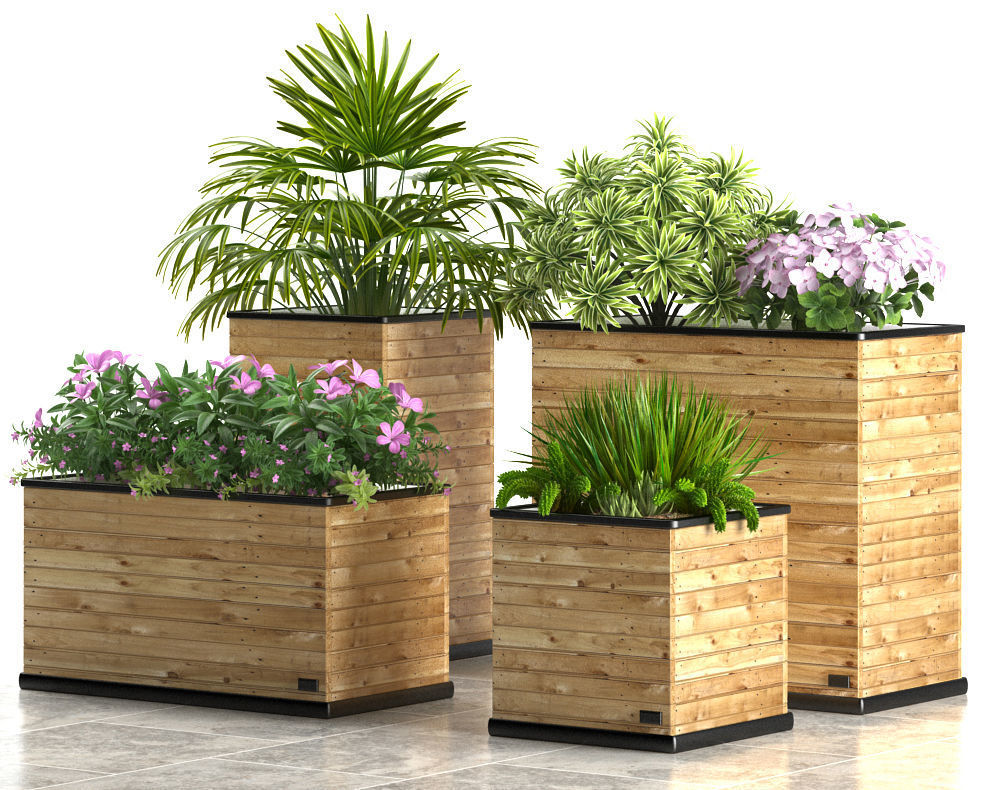 planter box wodden 3D model_1