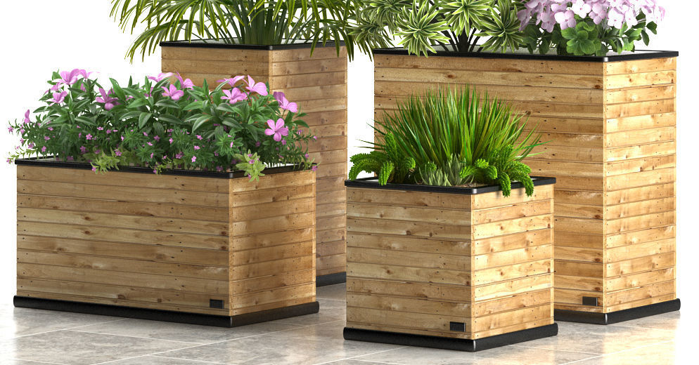 planter box wodden 3D model_4