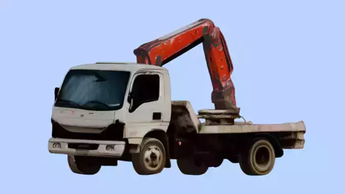 Realistic Crane Truck Industrial Vehicle