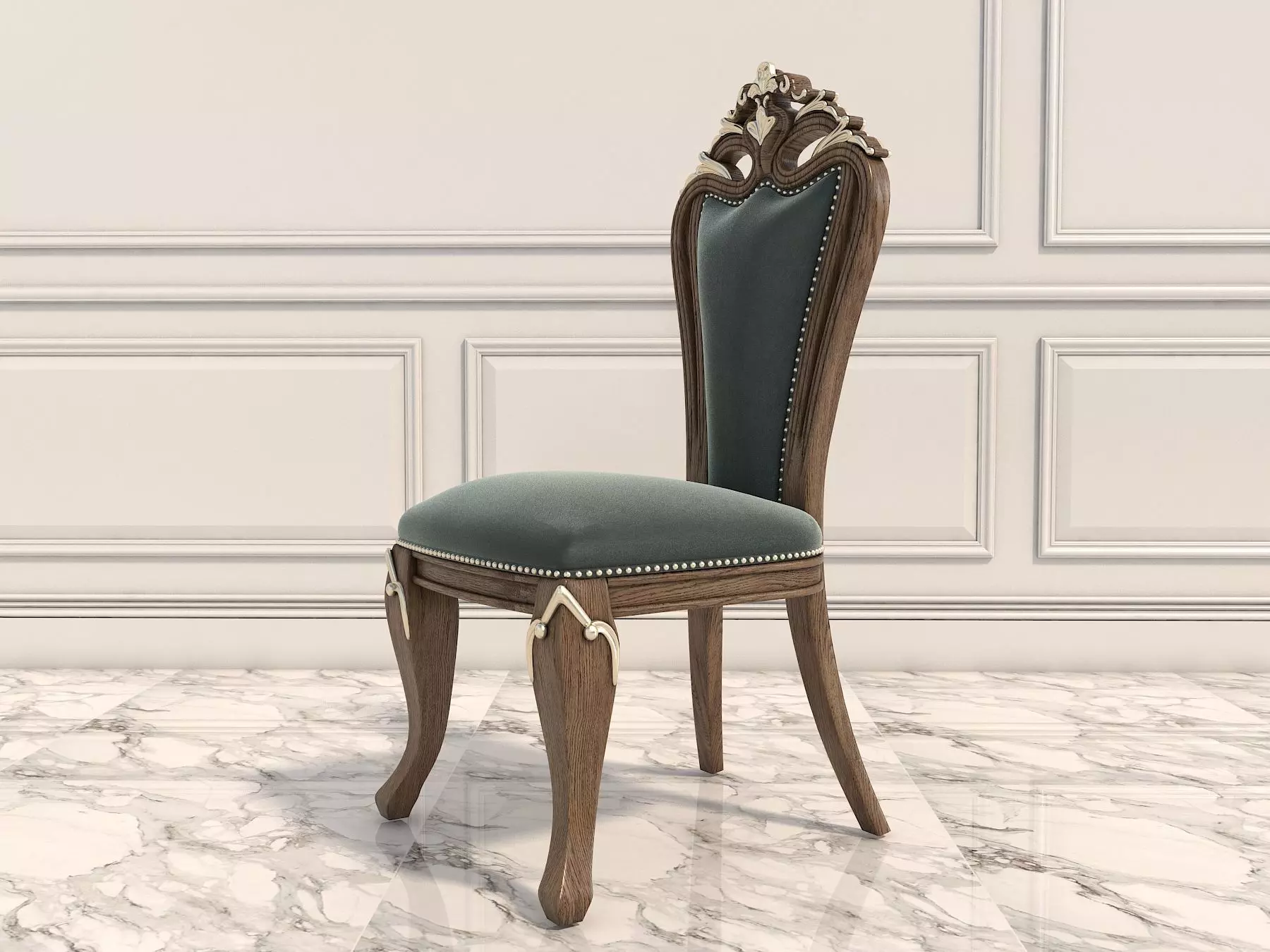 Classic European style Dining Table and Chairs 10 3D model_8