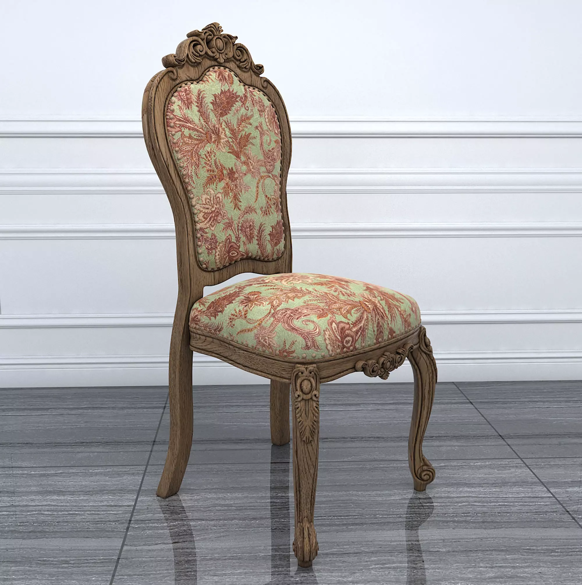 Classic European style Dining Table and Chairs 11 3D model_4