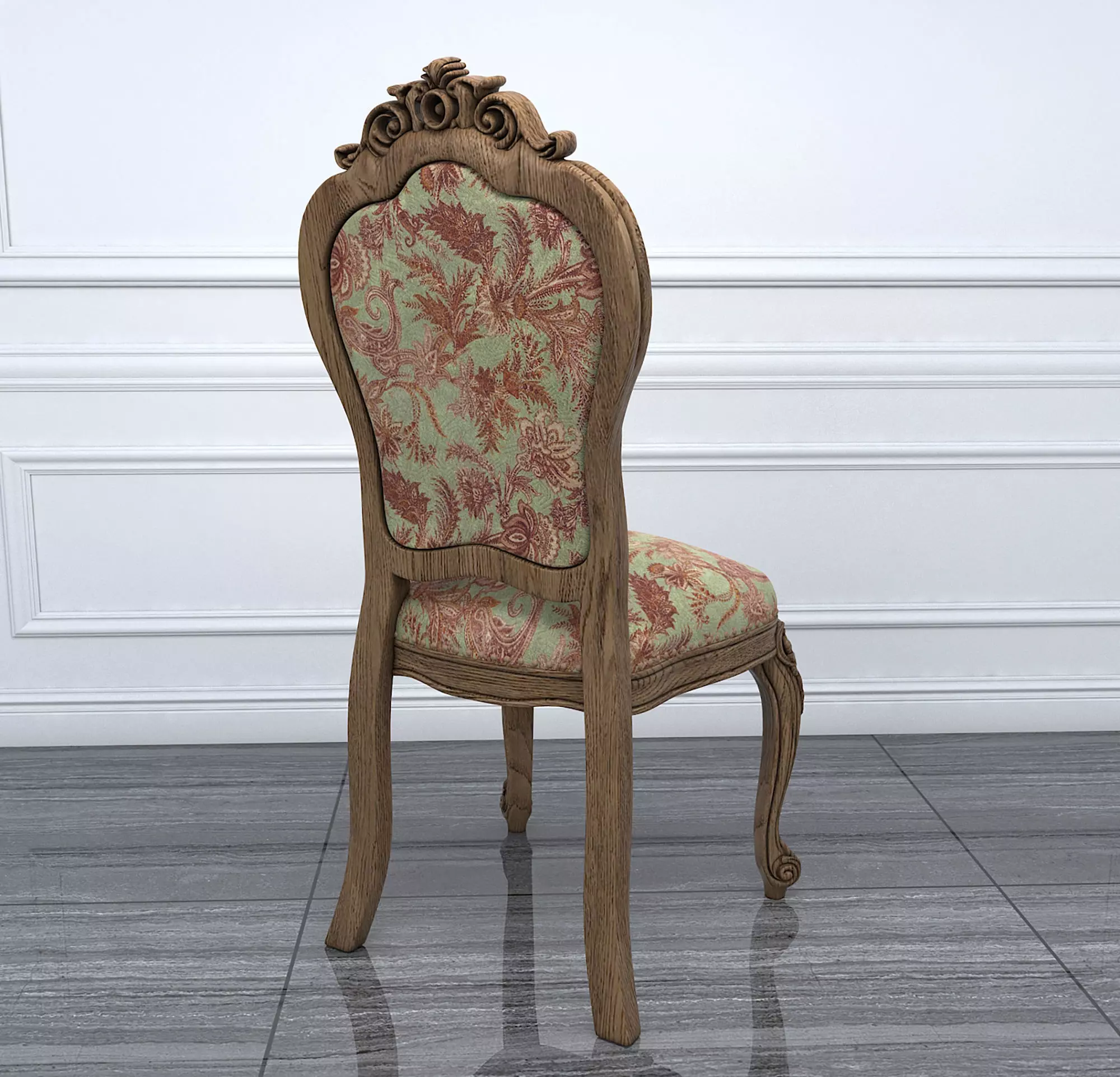 Classic European style Dining Table and Chairs 11 3D model_5