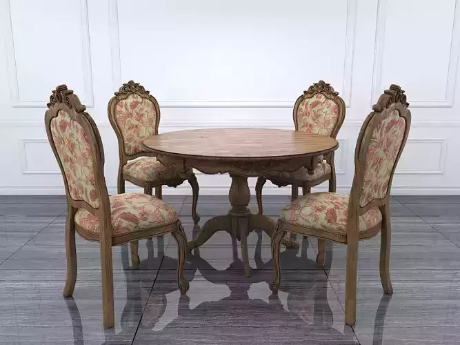 Classic European style Dining Table and Chairs 11