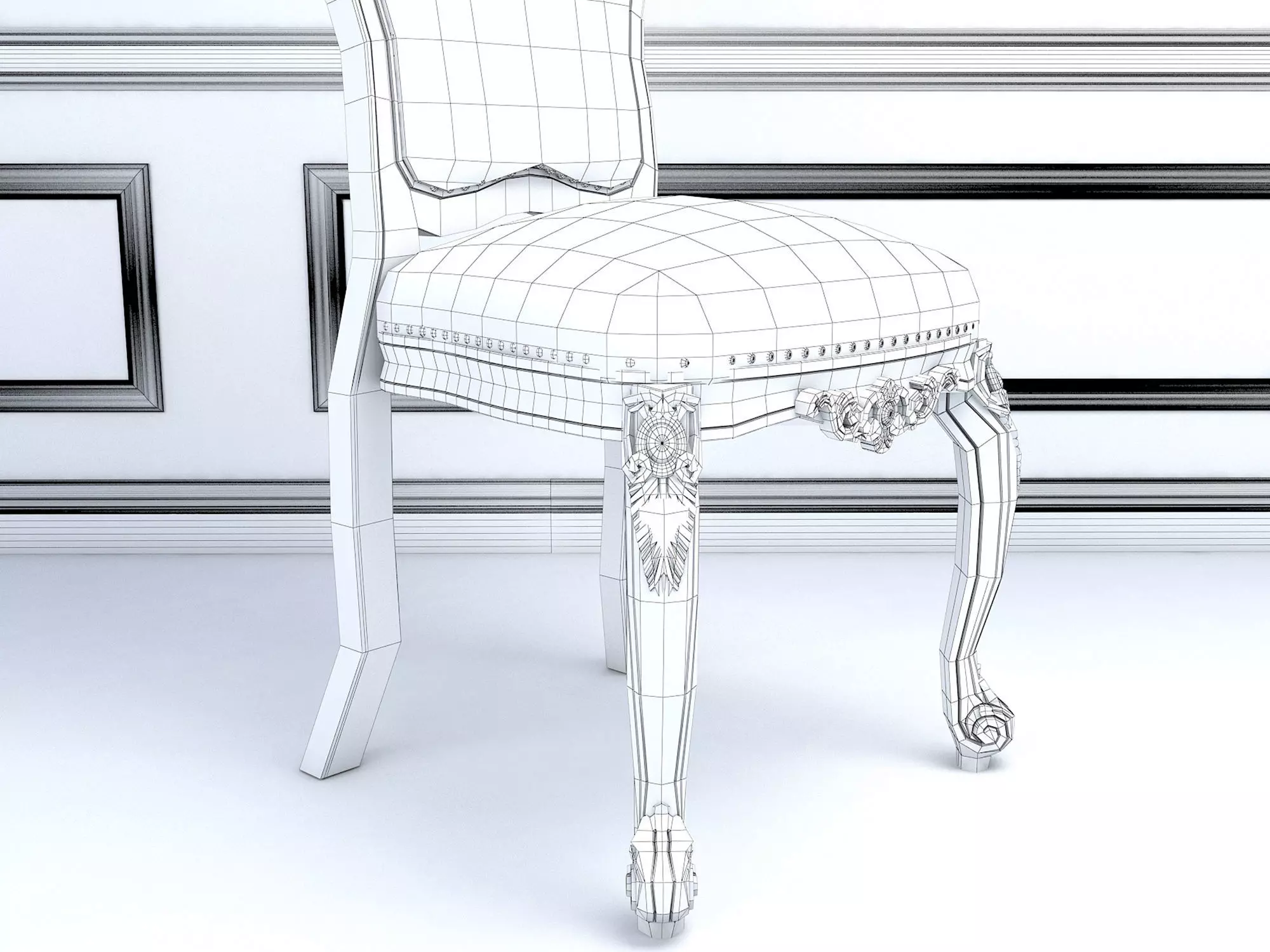Classic European style Dining Table and Chairs 11 3D model_8