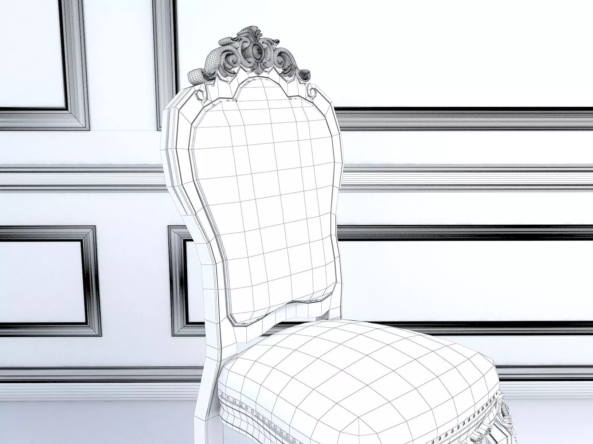 Classic European style Dining Table and Chairs 11 3D model_11