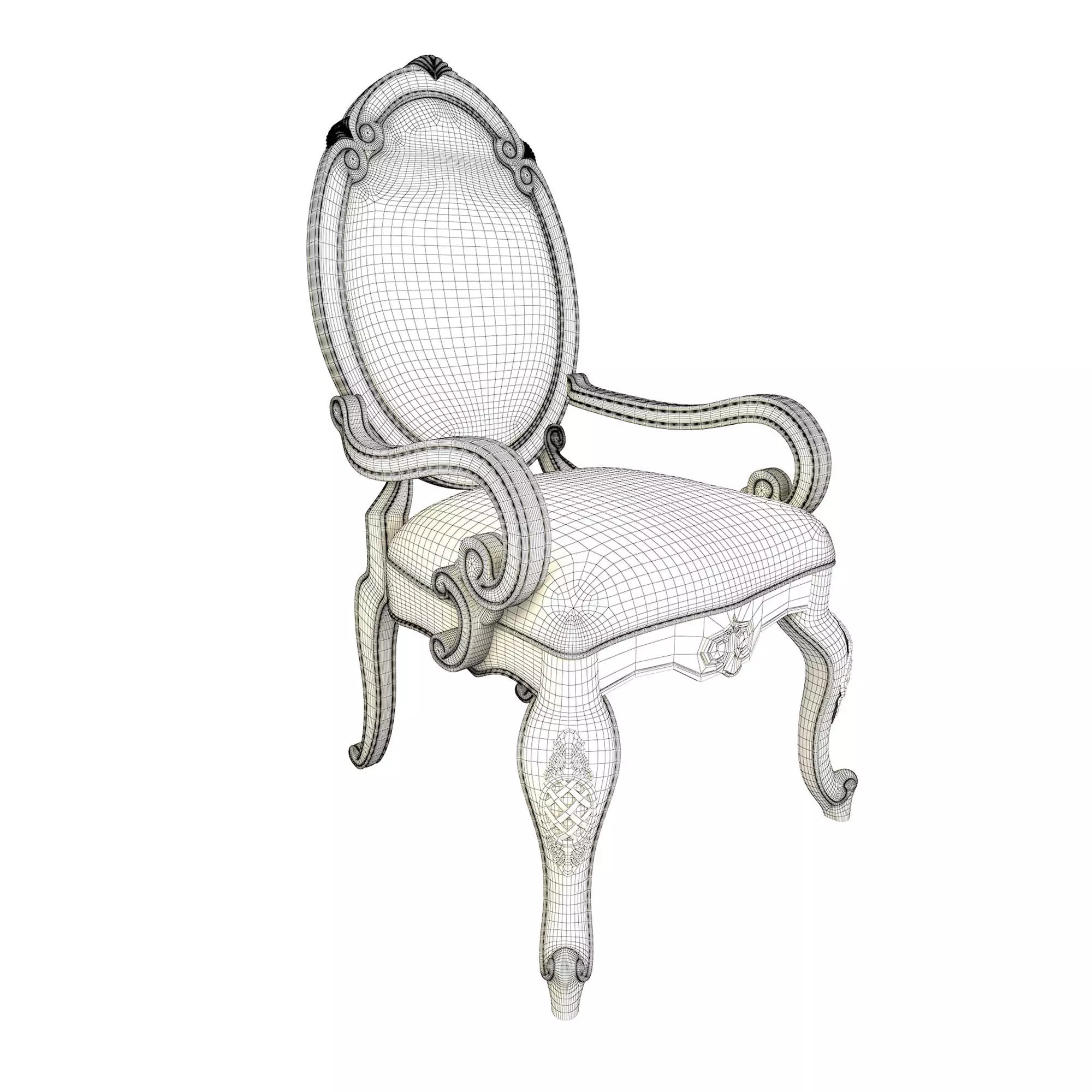 Classic European style Dining Table and Chairs 12 3D model_9