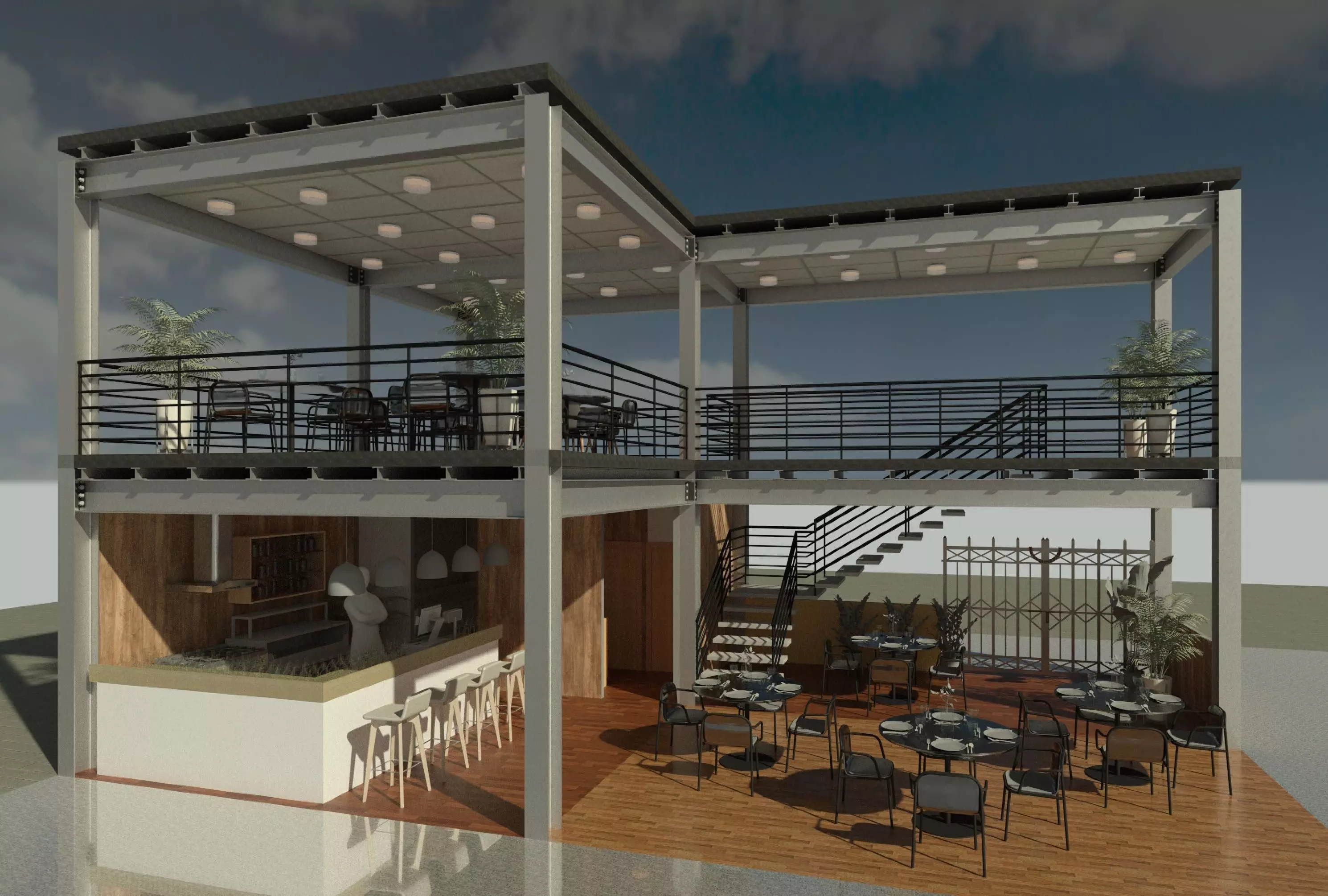 Contemporary-style Cafe Bar   3D model_0