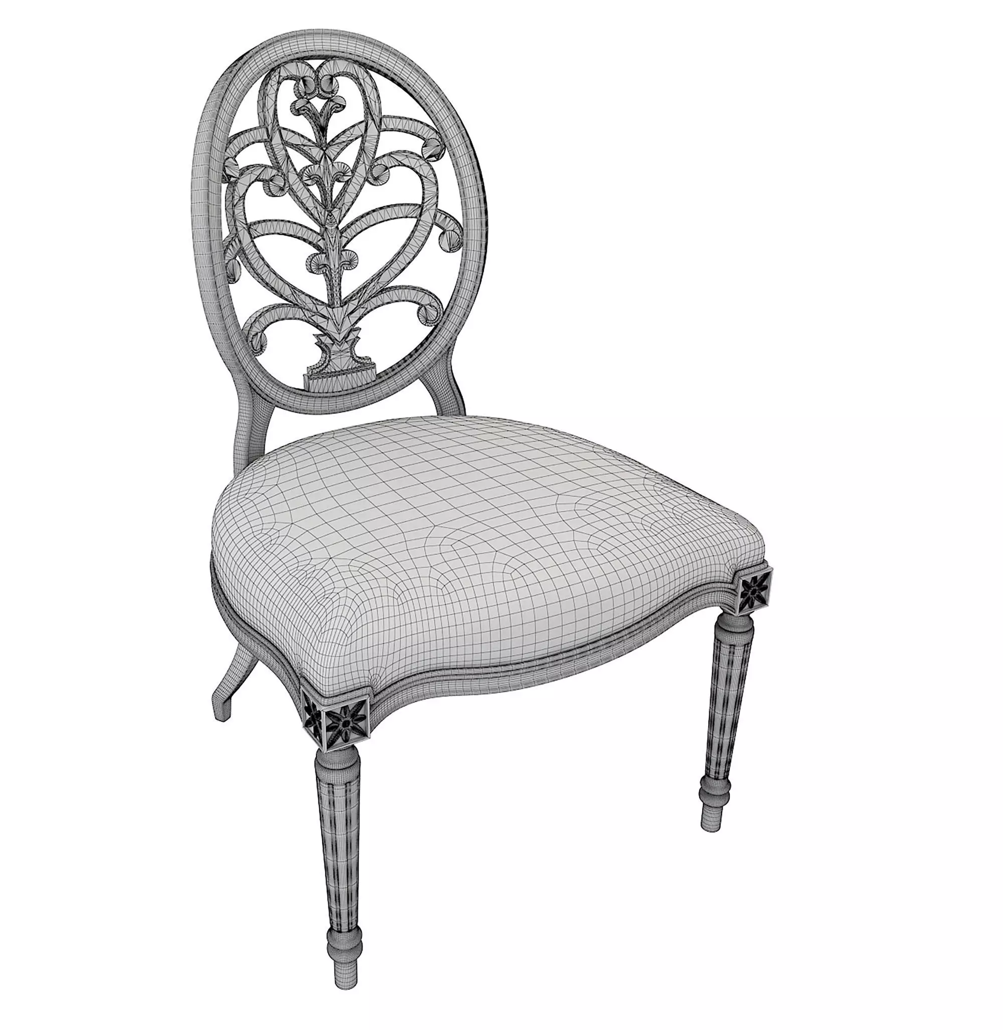 Classic European style Dining Table and Chairs 14 3D model_11