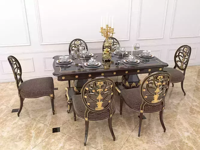 Classic European style Dining Table and Chairs 14