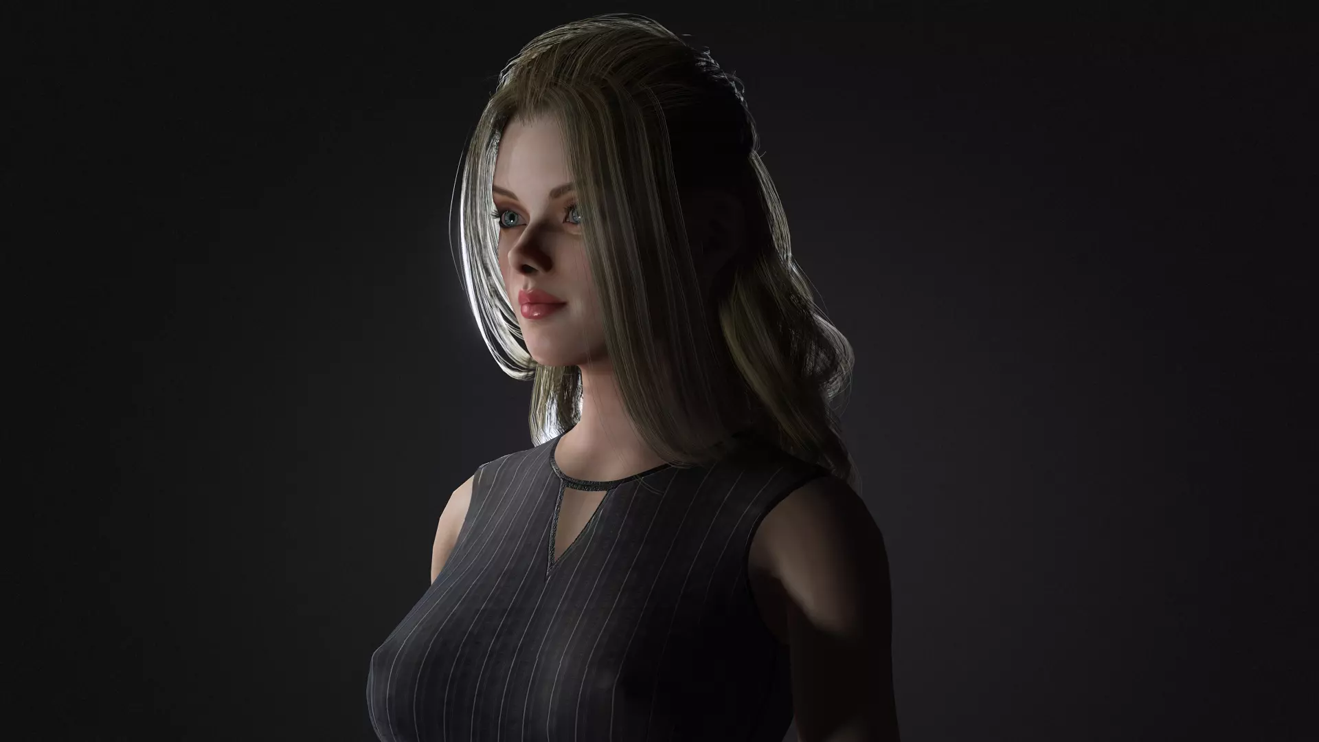 Realistic Female Character  Elegant Woman Rigged et Game Ready Low-poly 3D model_12