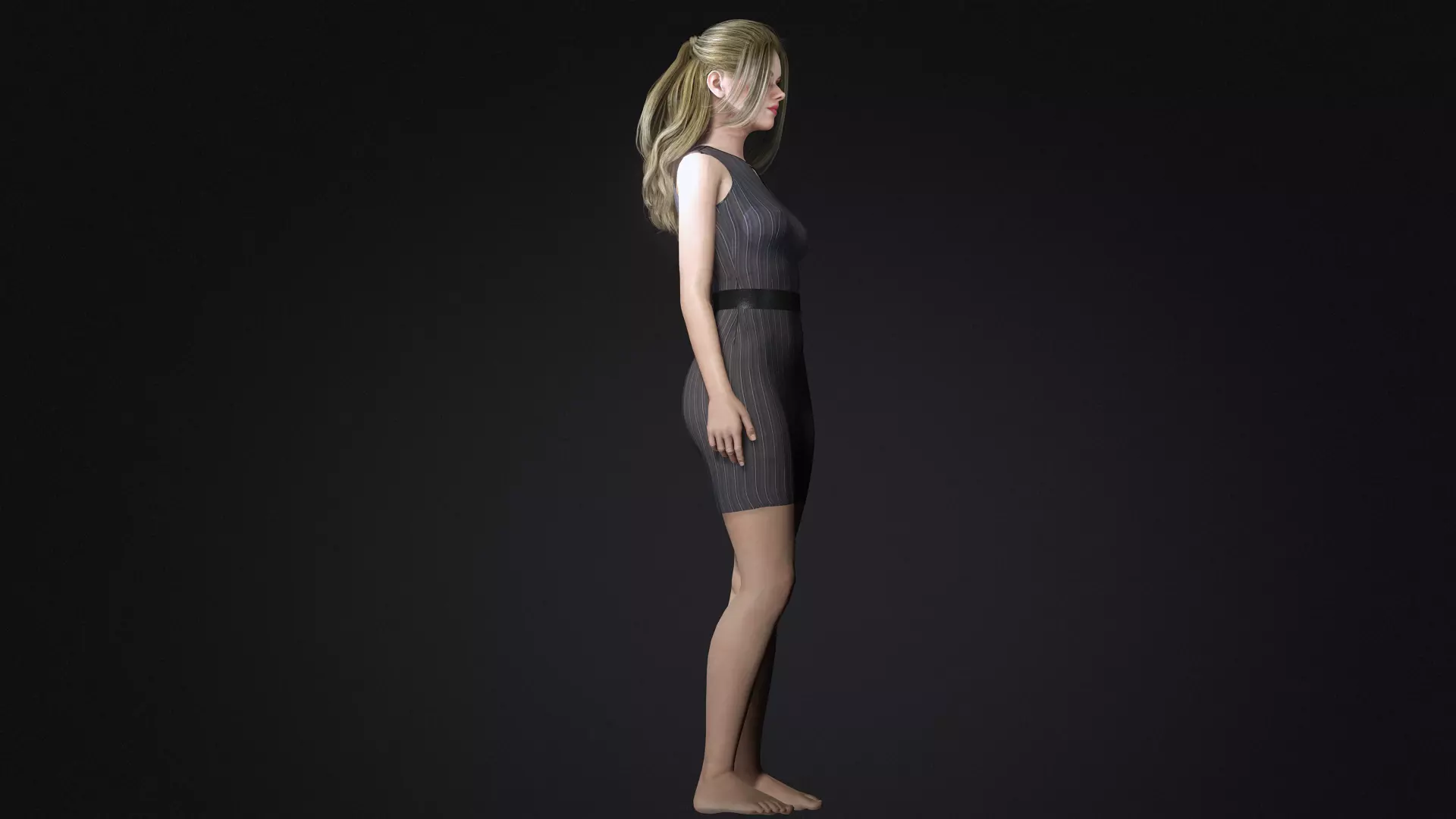 Realistic Female Character  Elegant Woman Rigged et Game Ready Low-poly 3D model_7
