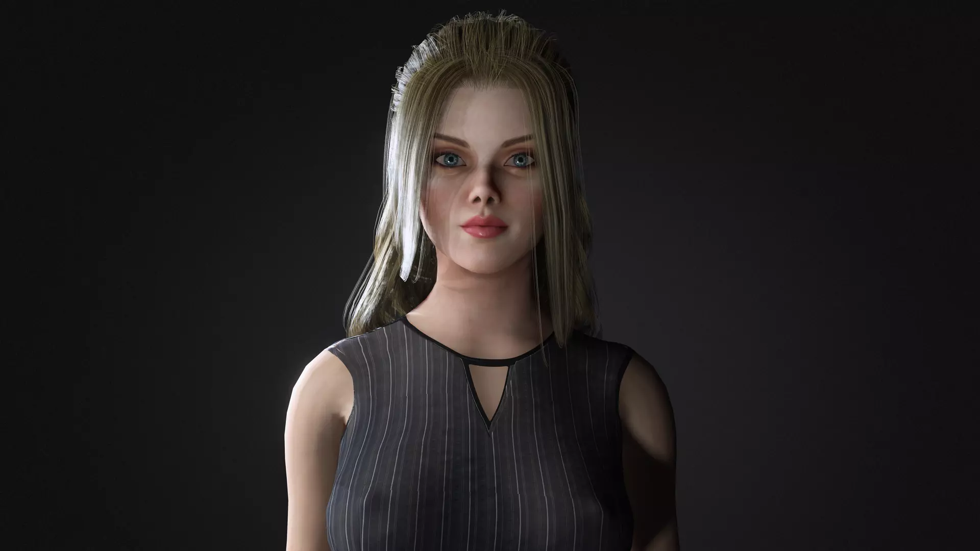 Realistic Female Character  Elegant Woman Rigged et Game Ready Low-poly 3D model_0