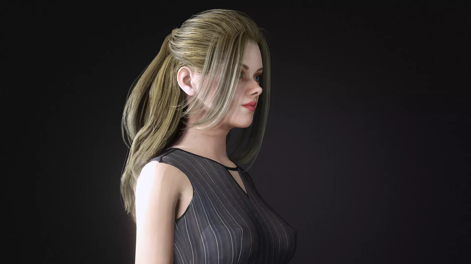 Realistic Female Character  Elegant Woman Rigged et Game Ready Low-poly 3D model_23