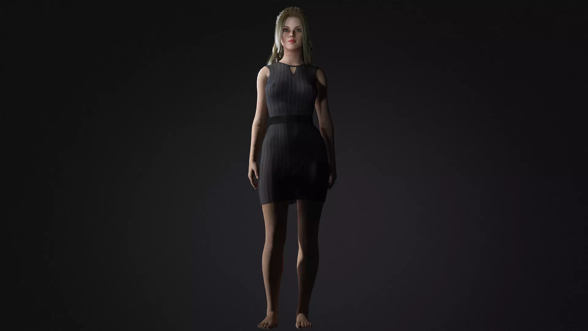 Realistic Female Character  Elegant Woman Rigged et Game Ready Low-poly 3D model_6