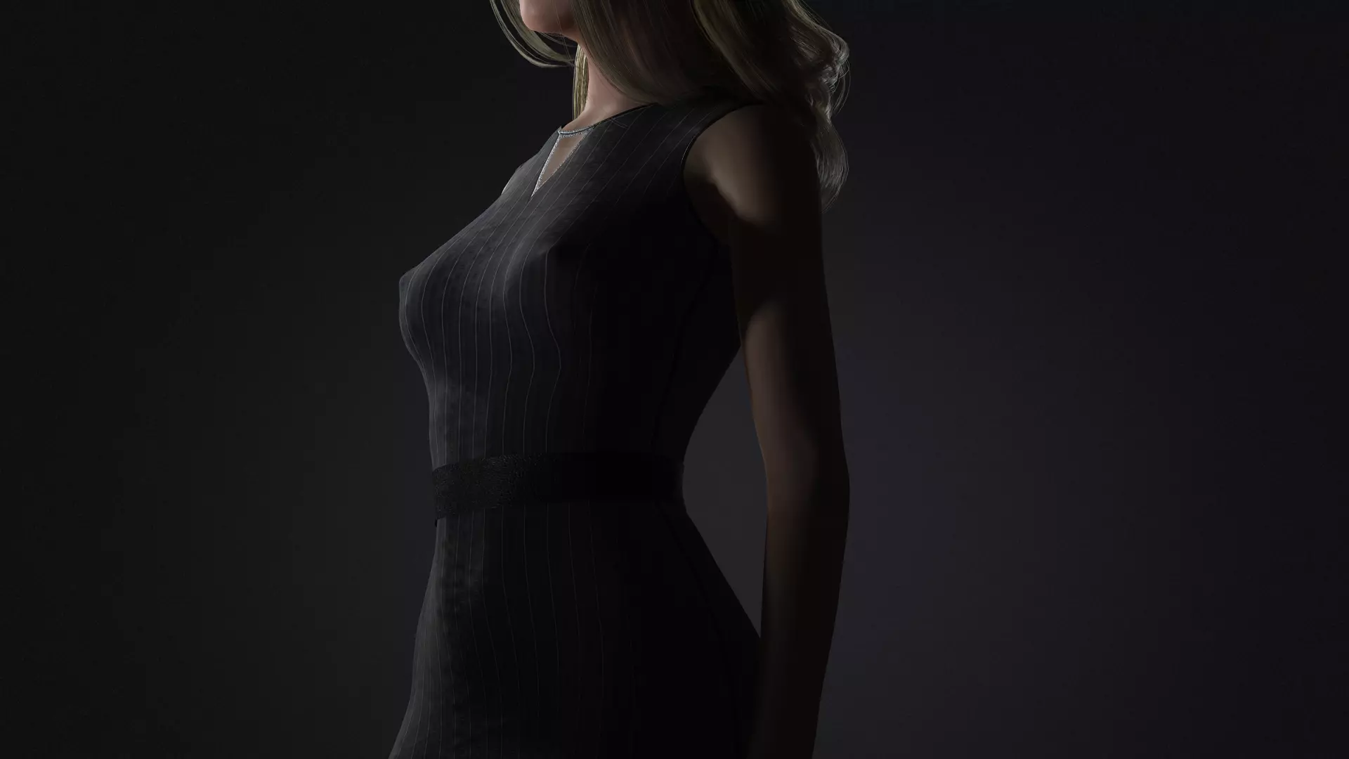 Realistic Female Character  Elegant Woman Rigged et Game Ready Low-poly 3D model_29