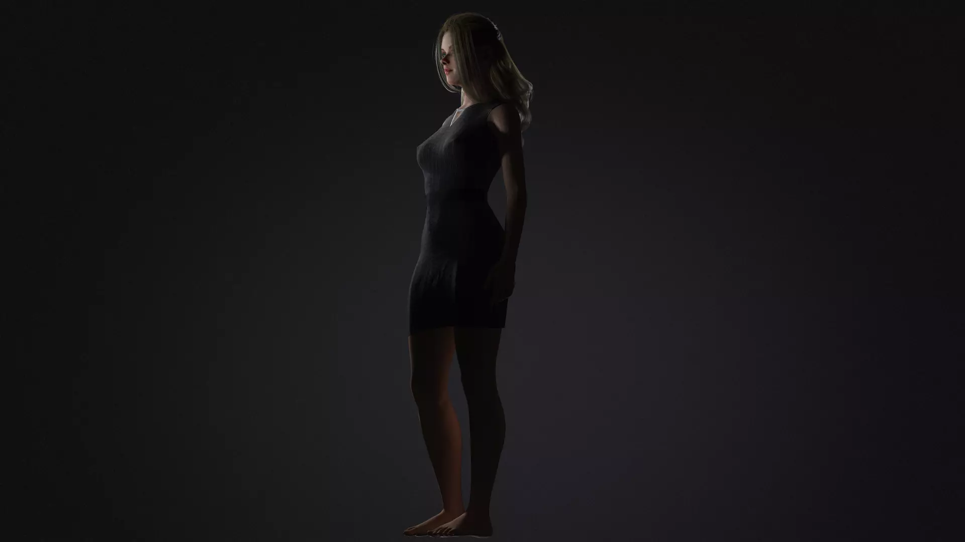 Realistic Female Character  Elegant Woman Rigged et Game Ready Low-poly 3D model_5