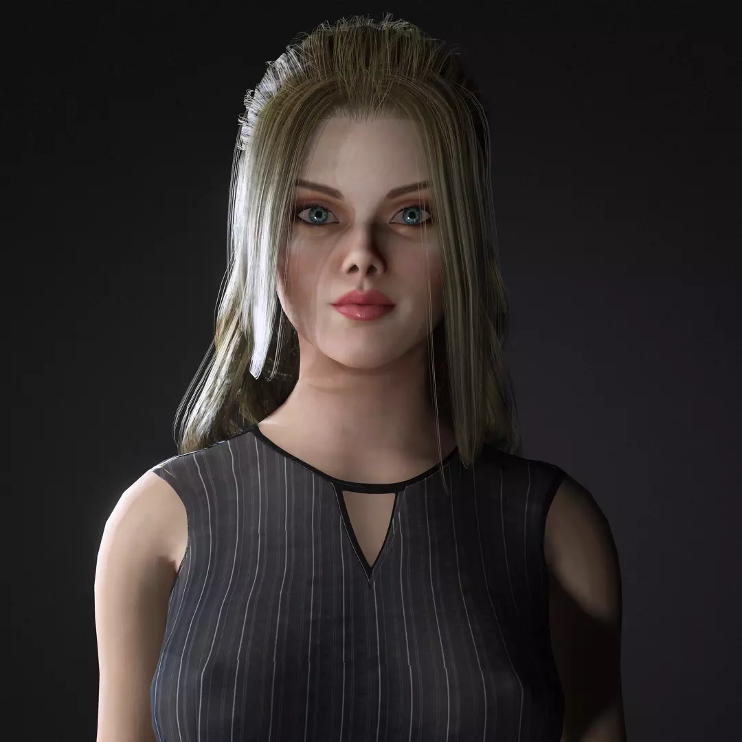 Realistic Female Character  Elegant Woman Rigged et Game Ready Low-poly 3D model_11