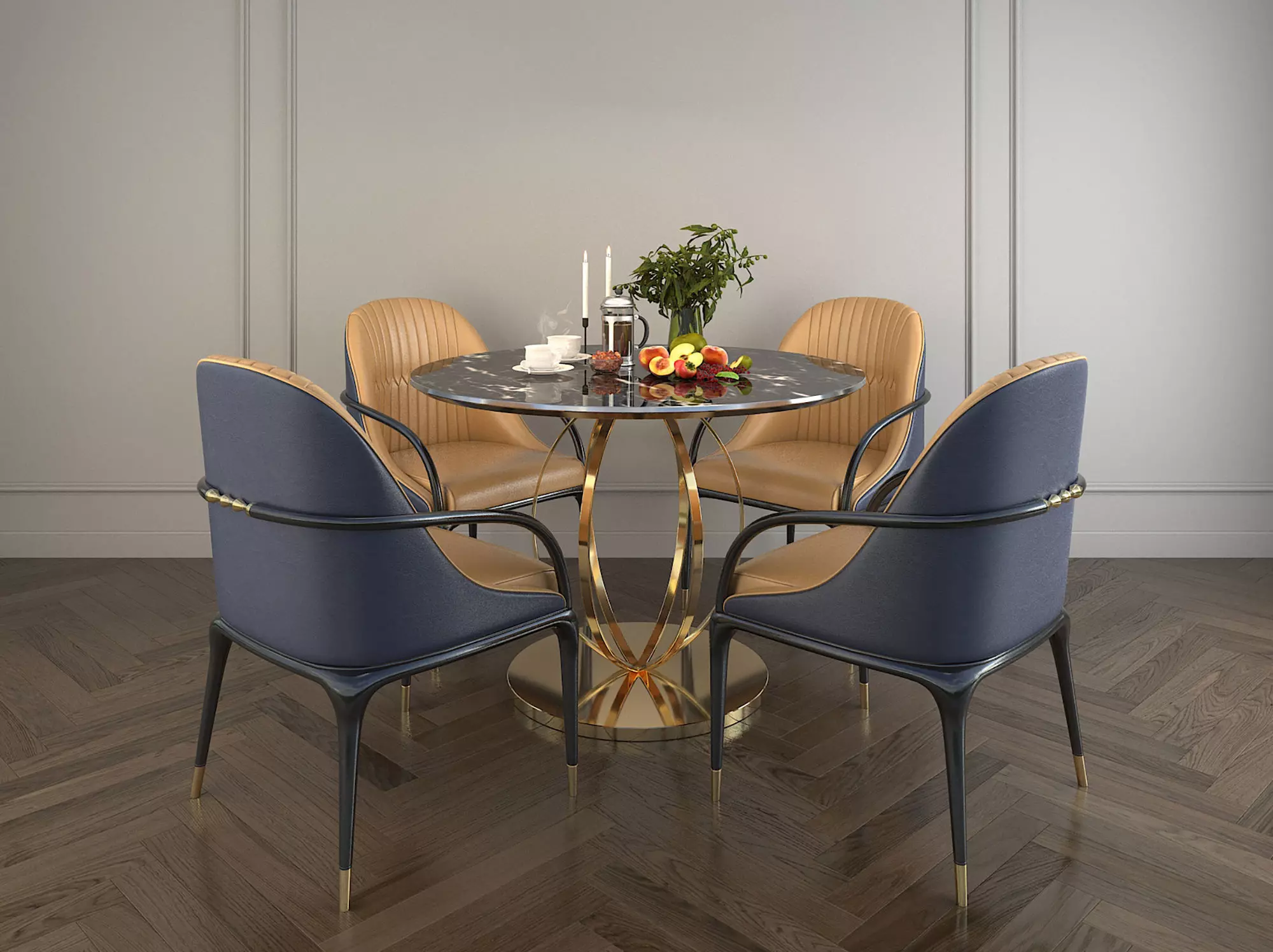 Modern Dining Table and Chairs 7 3D model_0