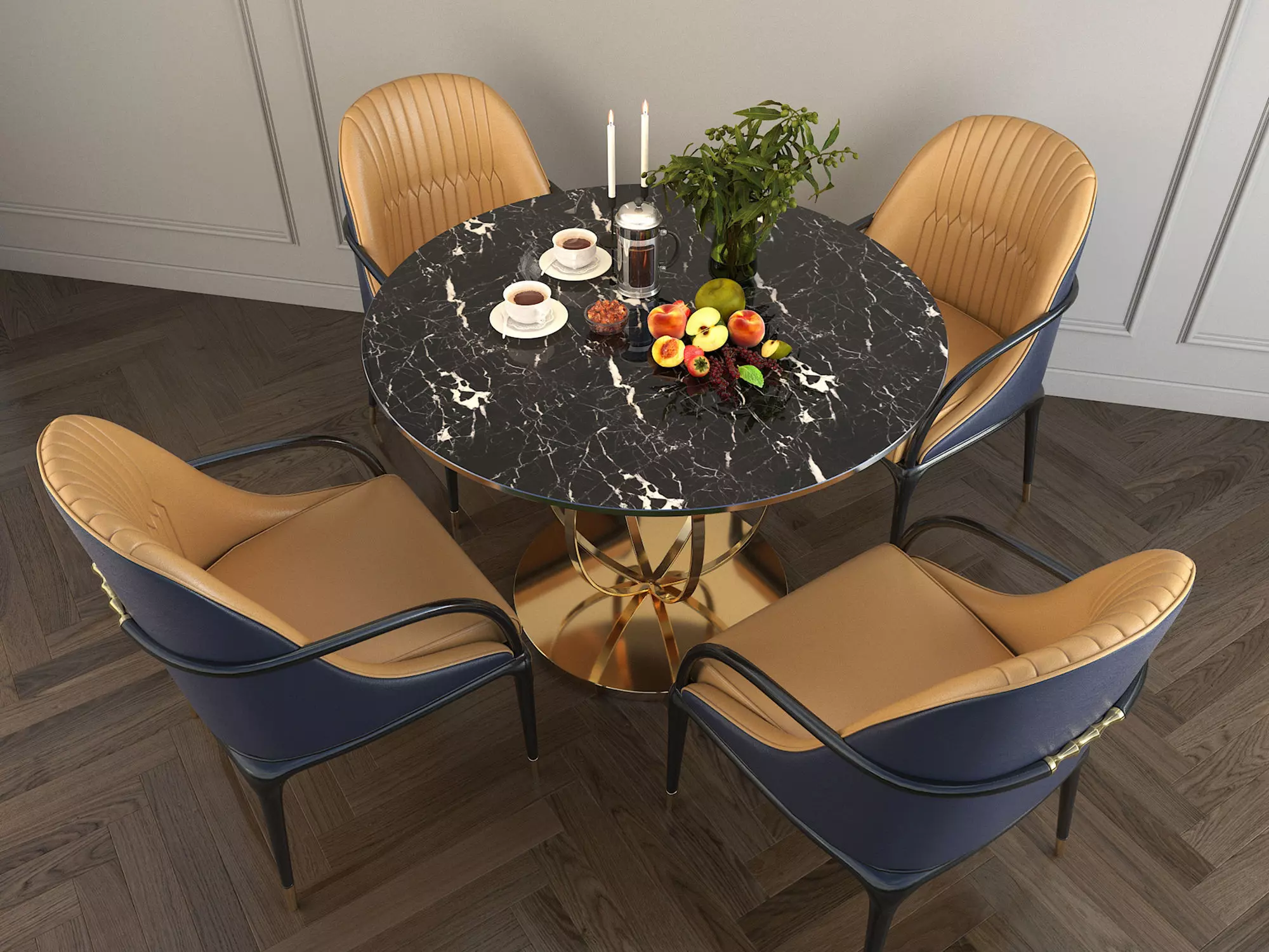 Modern Dining Table and Chairs 7 3D model_1