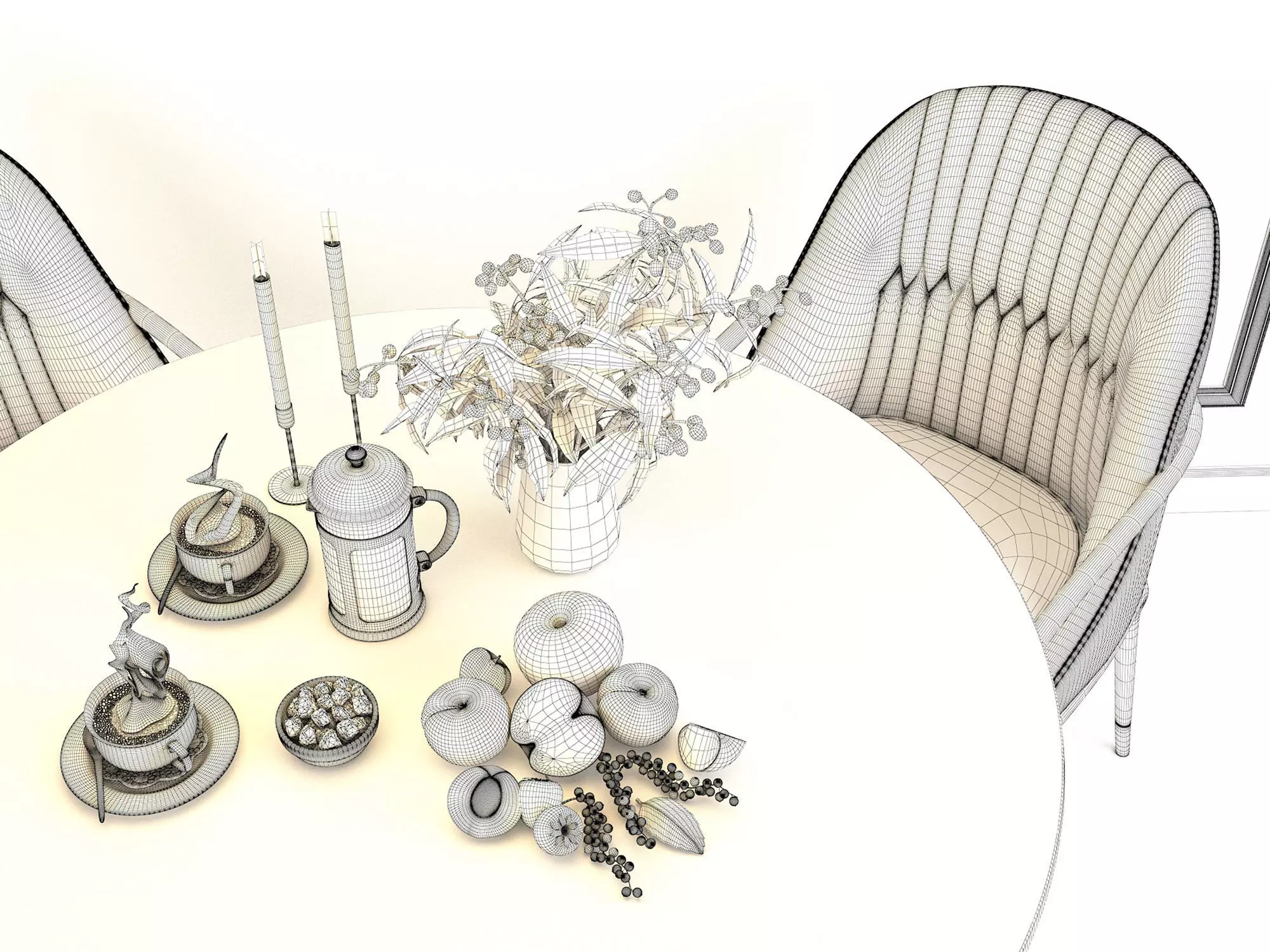 Modern Dining Table and Chairs 7 3D model_9