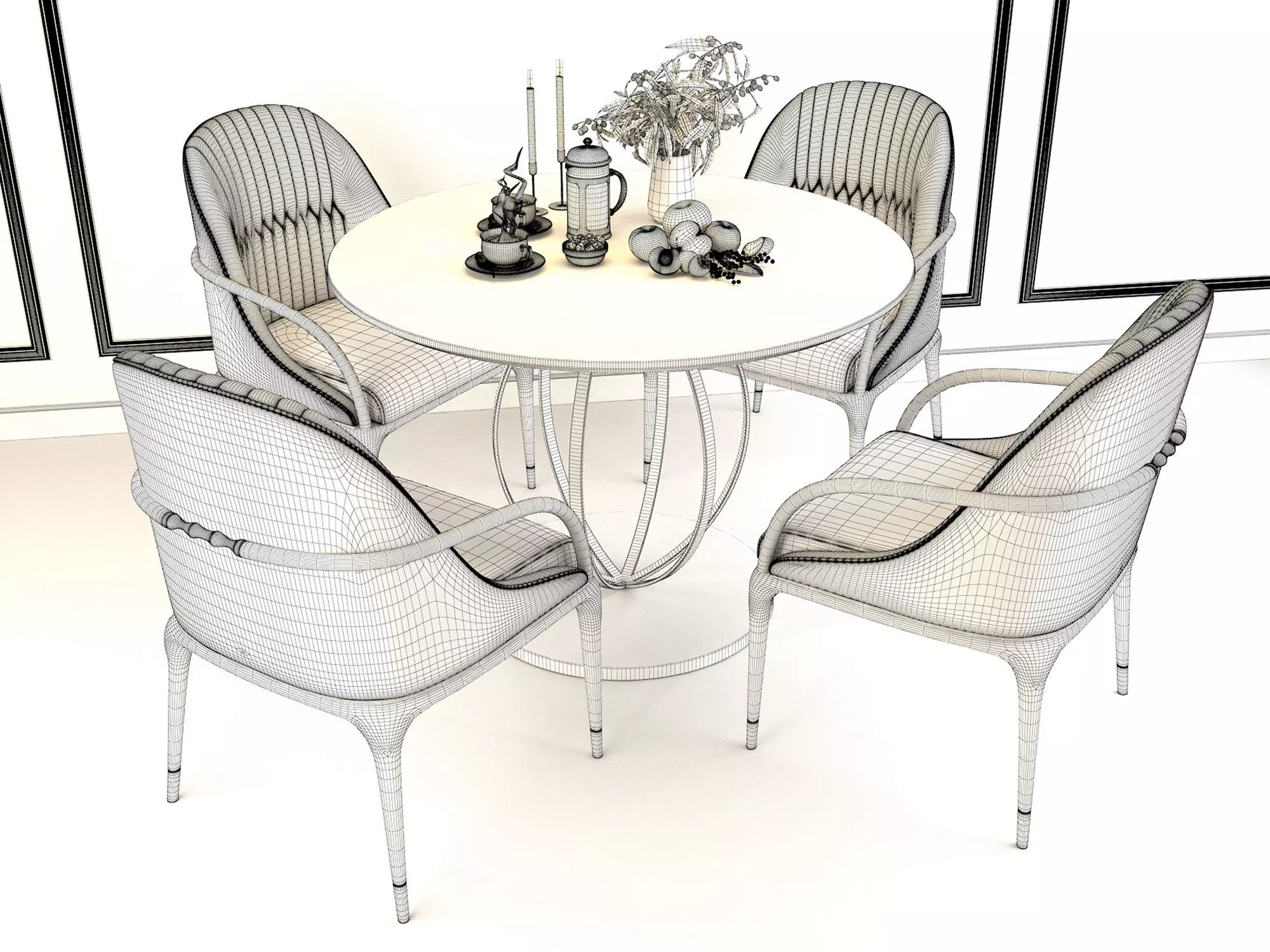 Modern Dining Table and Chairs 7 3D model_8