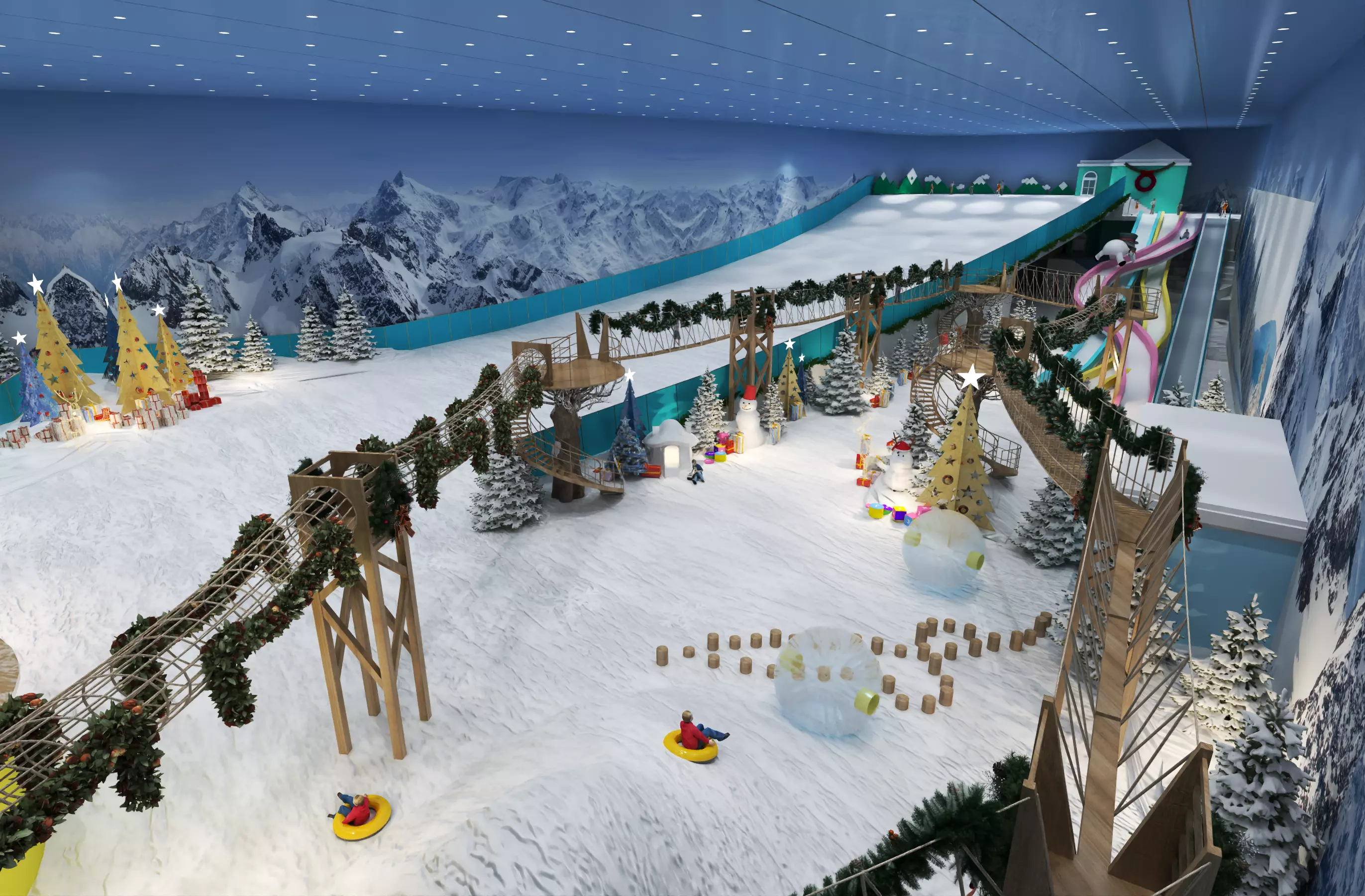 Indoor ski slope Low-poly 3D model