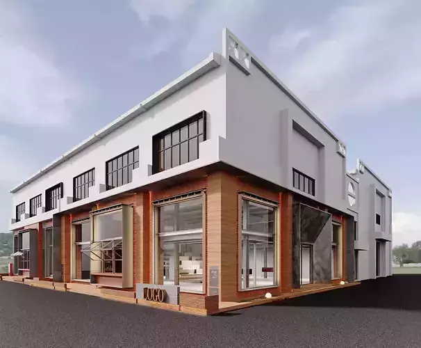 Modern Industrial Retail Facade Block
