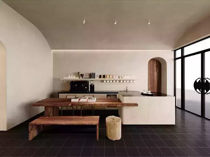 Wabi-Sabi Coffee Shop Interior 3D model