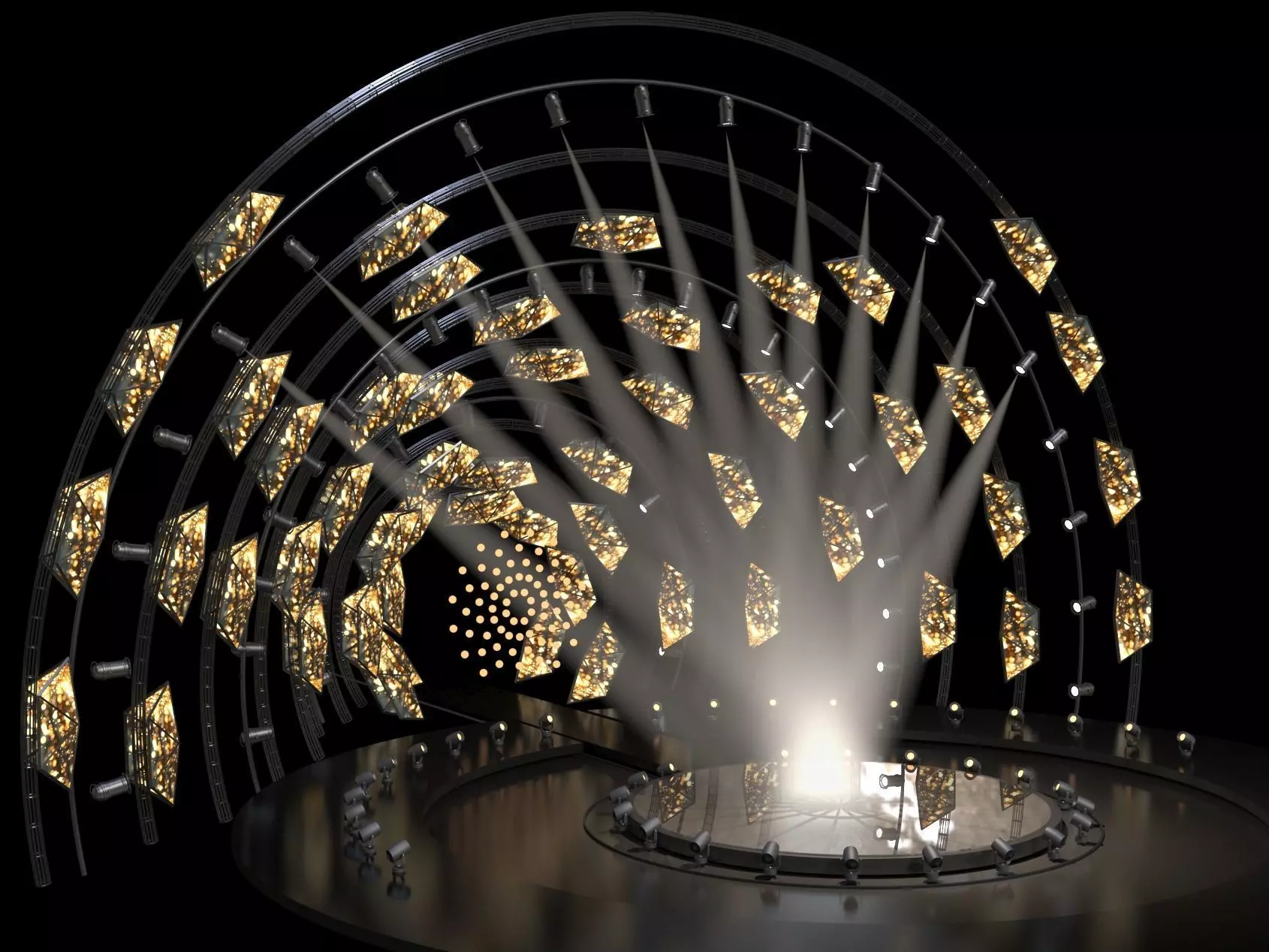 Ultra-Modern Circular Concert Stage with LED Arches 3D model_2