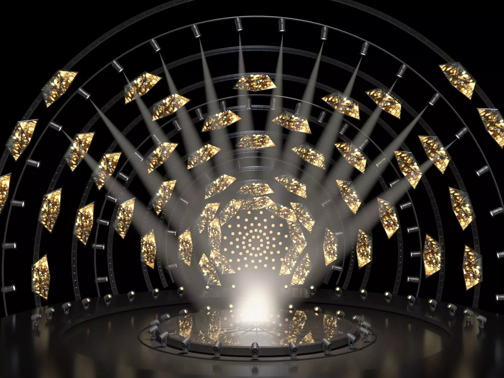 Ultra-Modern Circular Concert Stage with LED Arches 3D model_0