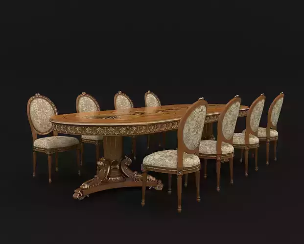 Classic European style Dining Table and Chairs 16