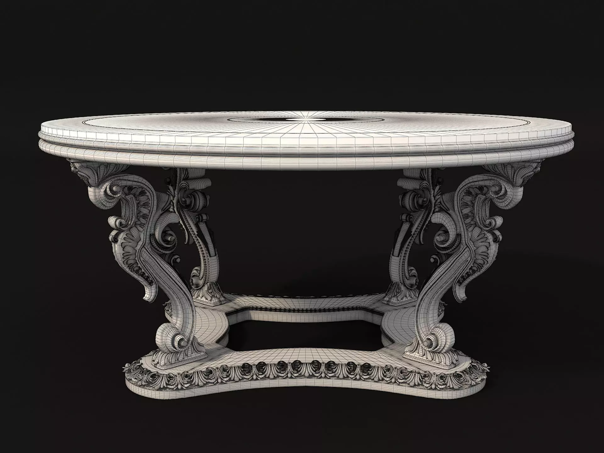 Classic European style Dining Table and Chairs 17 3D model_9