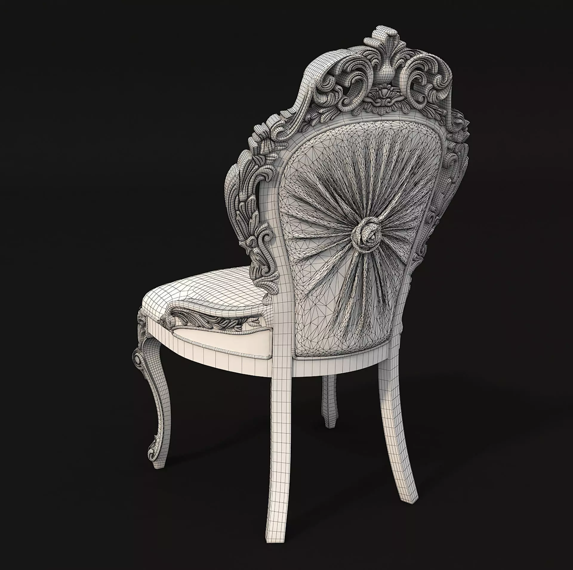 Classic European style Dining Table and Chairs 17 3D model_10