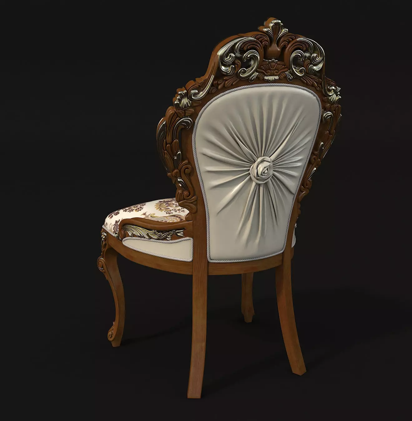 Classic European style Dining Table and Chairs 17 3D model_6