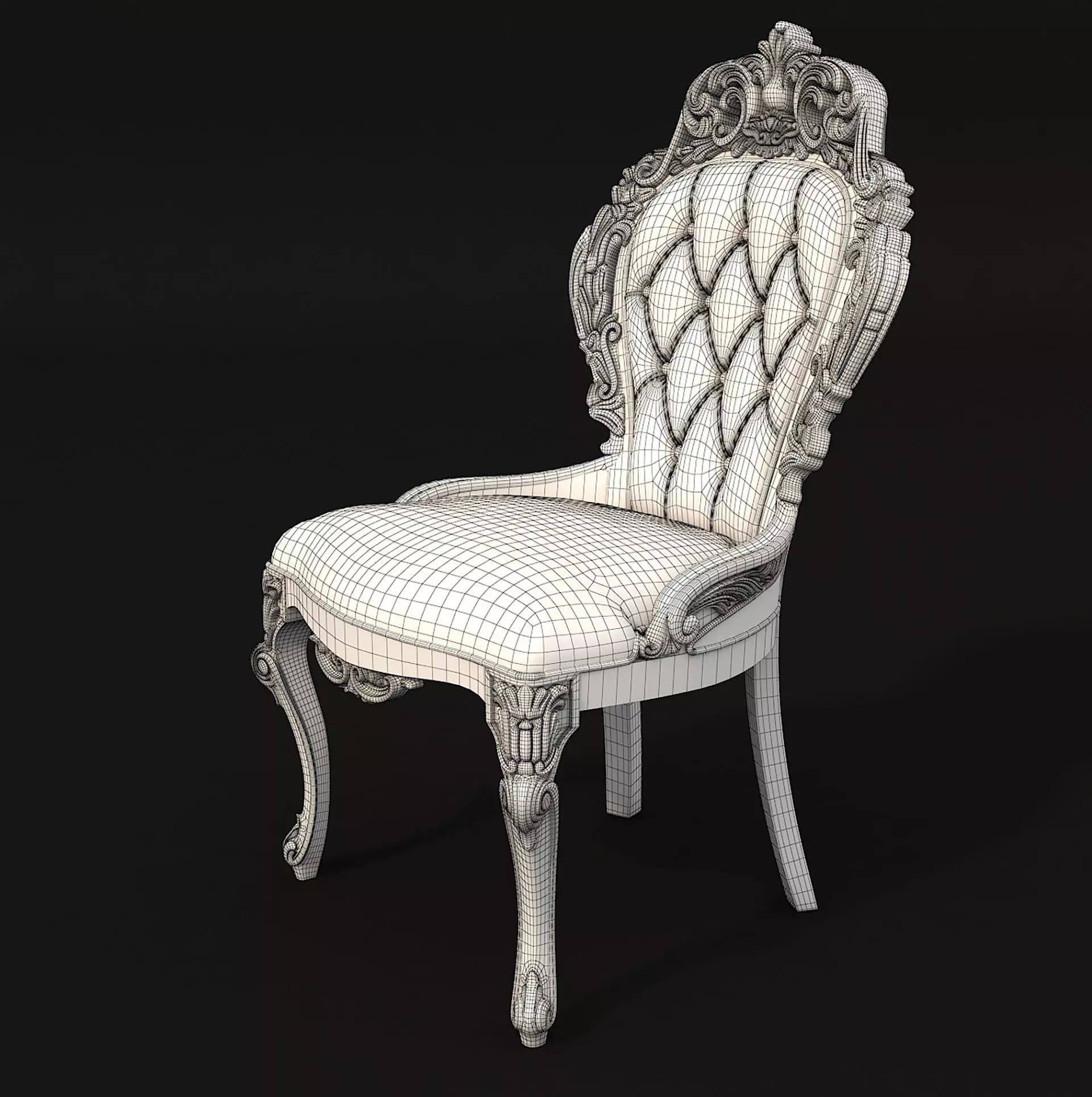 Classic European style Dining Table and Chairs 17 3D model_8