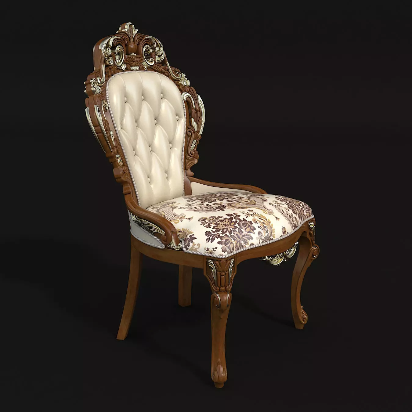 Classic European style Dining Table and Chairs 17 3D model_5